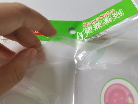 Upper Open 70microns Plastic Header Bag customized logo Wtih Sealing
