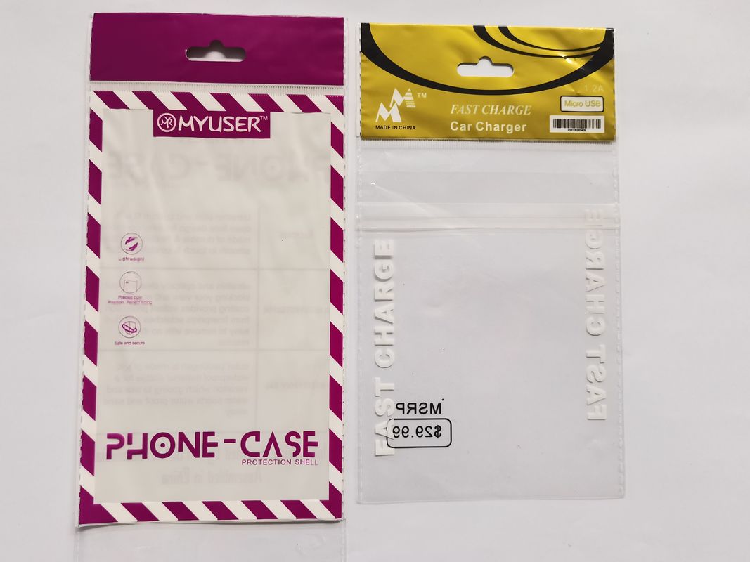 Cellphone Accessories BOPP Plastic Header Bag low Heat sealing temperature